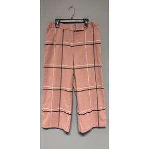 Alfani Women's Pants Size 4Pink Culotte Comfort Waist‎ Cropped Windowpane Design